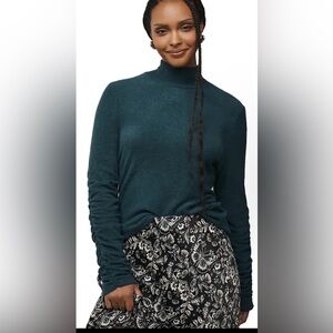 Anthropologie Teal Mock Neck Long Sleeve Sweater